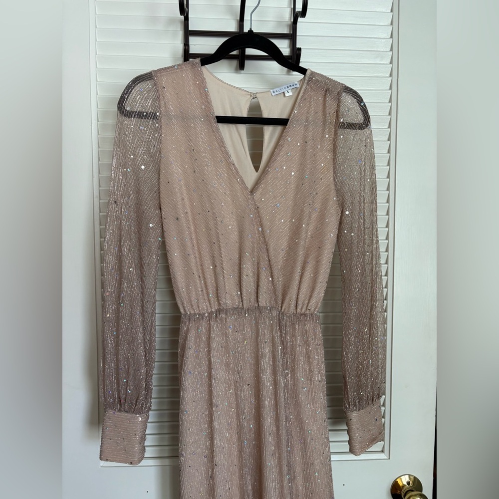 Baltic Born Shimmering Champagne Long Sleeve Dress